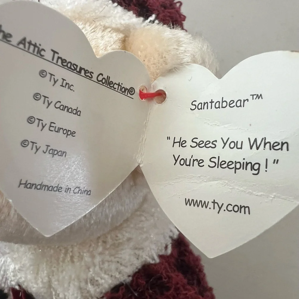 TY Attic Treasures Handmade Holiday Santa Bear Collectible 2000 Vintage